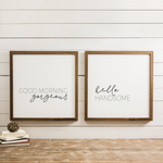 Wood Framed Signboard - Good Morning Hello - SQ [DUO]