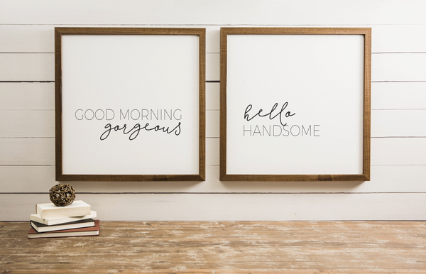 Wood Framed Signboard - Good Morning Hello - SQ [DUO]