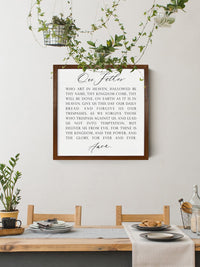 Wood Framed Signboard - Lord's Prayer - Multiple Sizes