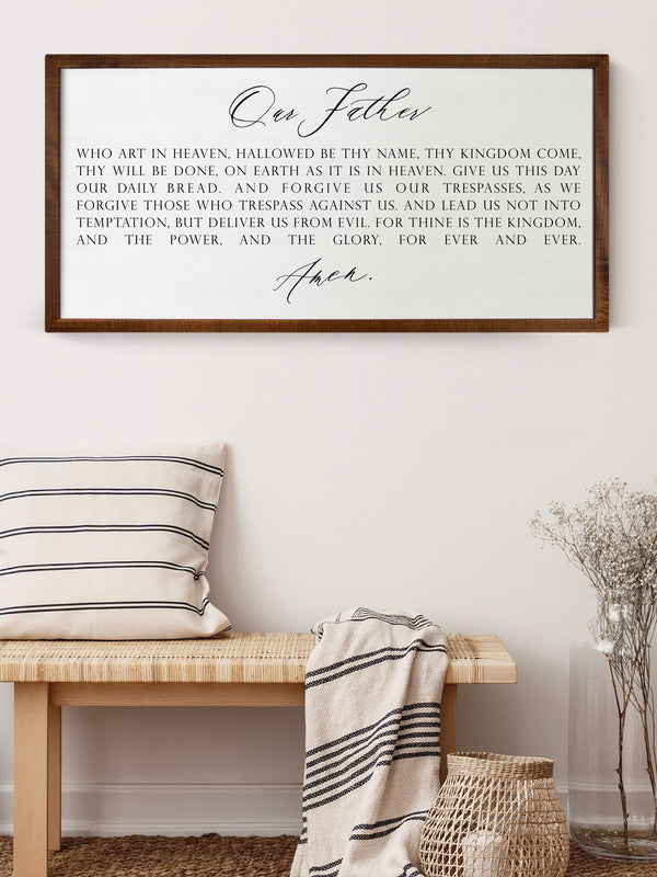 Wood Framed Signboard - Lord's Prayer - Multiple Sizes