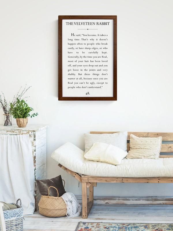 Wood Framed Signboard - Velveteen Rabbit - Multiple Sizes