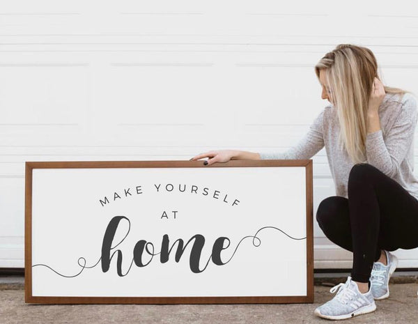 Wood Framed Signboard - At Home - Multiple Sizes