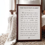 Wood Framed Signboard - Velveteen Rabbit - Multiple Sizes