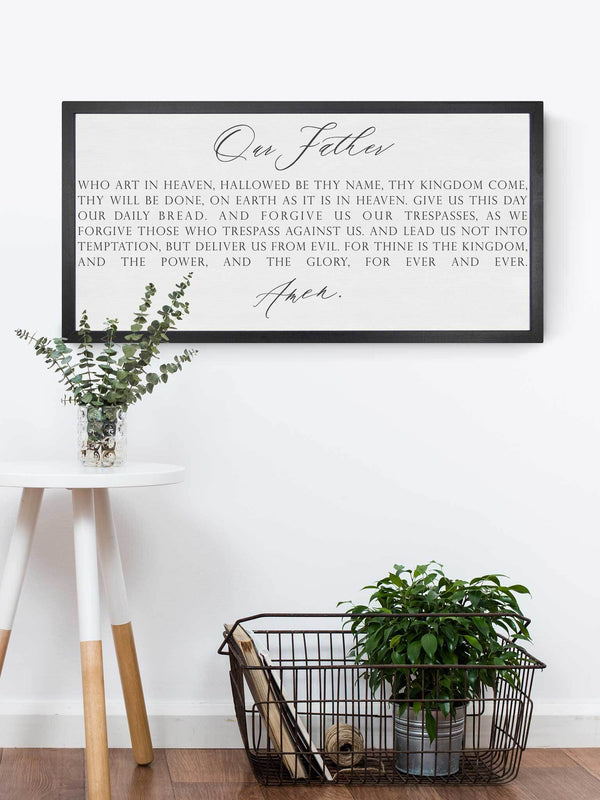 Wood Framed Signboard - Lord's Prayer - Multiple Sizes